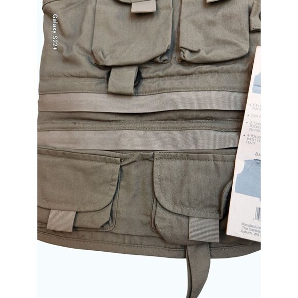 Anglers Fishing Vest With Multiple Pockets Adjustable Design Cotton Fabric Green - Picture 10 of 13
